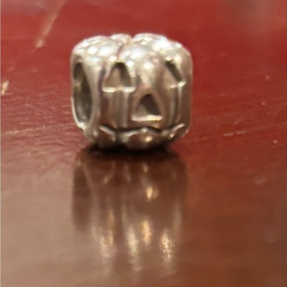 Silver Pumpkin Charm Bead